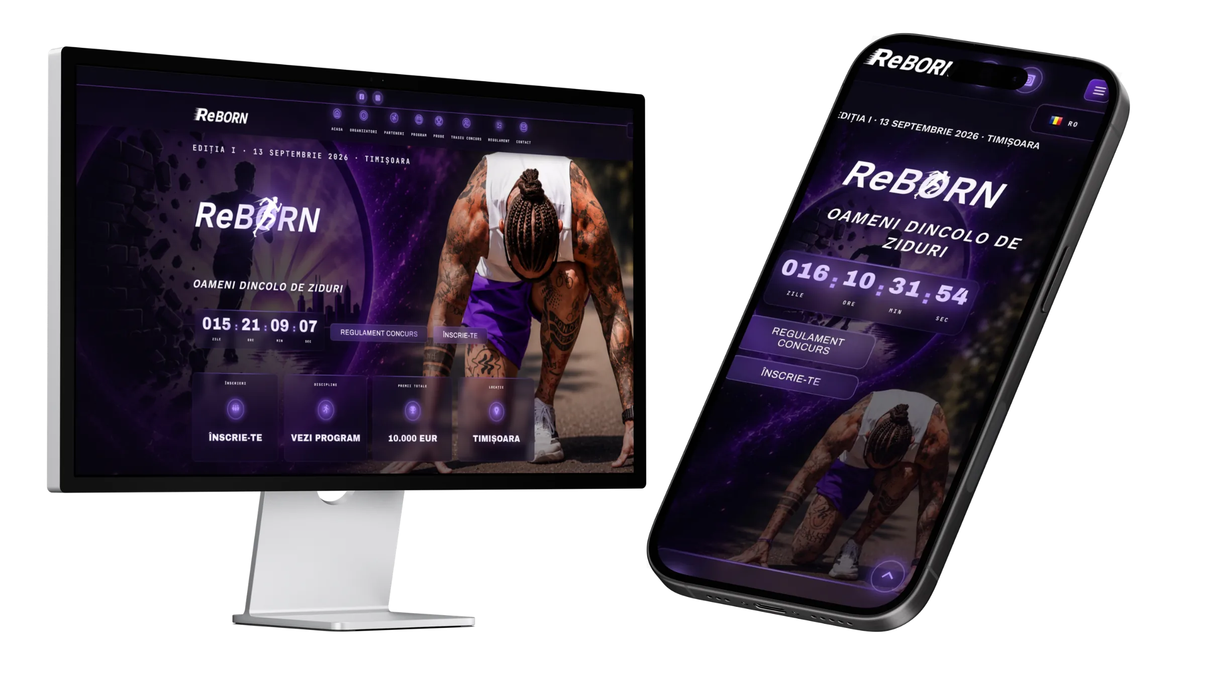 rebornrun.com — Competiție sportivă, site realizat de Maya Digital