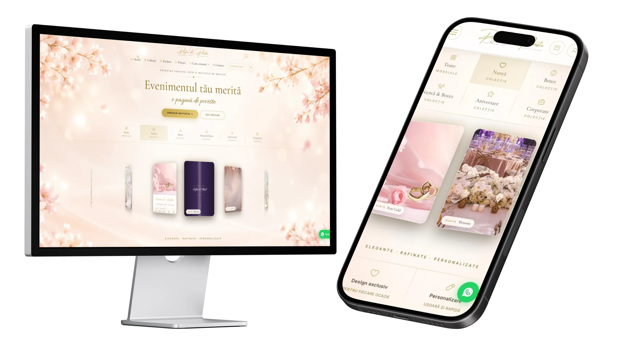 paginidepoveste.ro — Invitații digitale, site realizat de Maya Digital